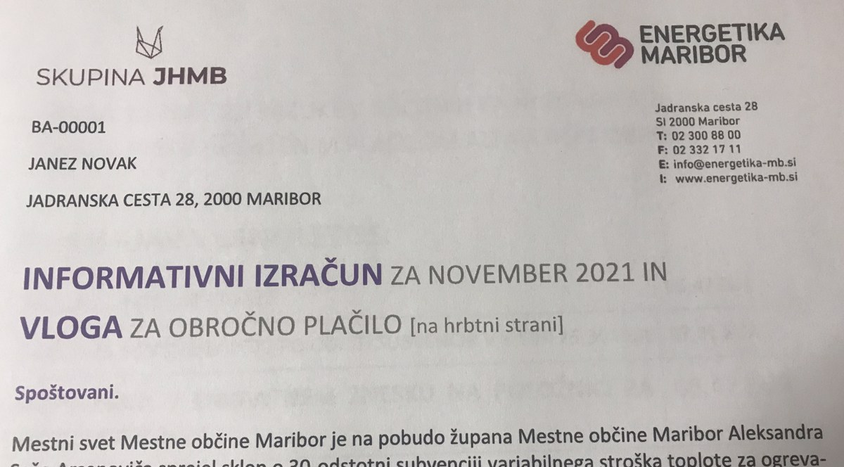 Kako bo subvencioniranje ogrevanja v Mariboru potekalo v praksi: Položnice Energetike šele po božiču
