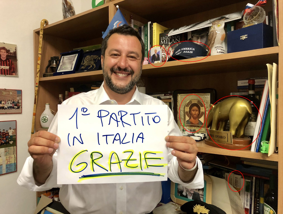 Salvini se zahvaljuje na Twitterju ob Trumpu, Putinu, Jezusu in "Himmlerjevem pohodu"