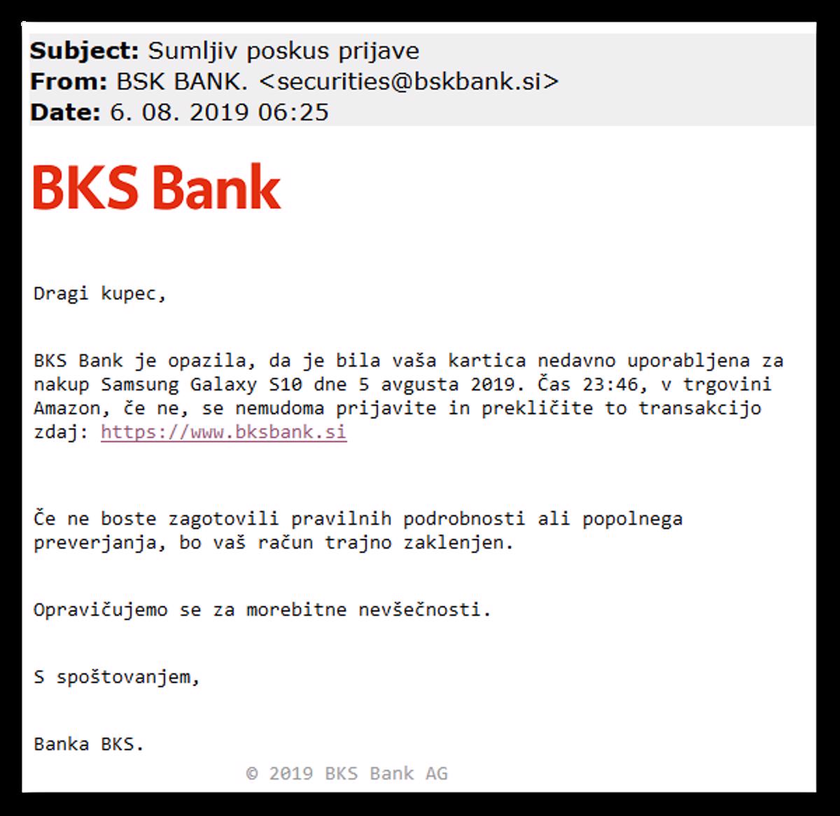 SI-CERT opozarja: poteka napad na uporabnike spletne banke BKS Bank Net