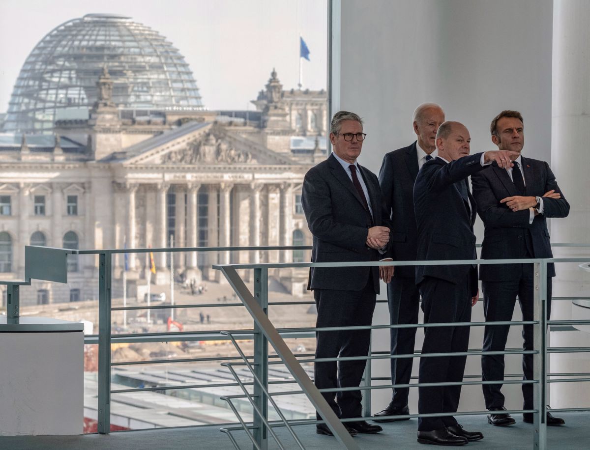 Biden, Scholz, Macron in Starmer za končanje vojne v Gazi in nadaljnjo podporo Ukrajini