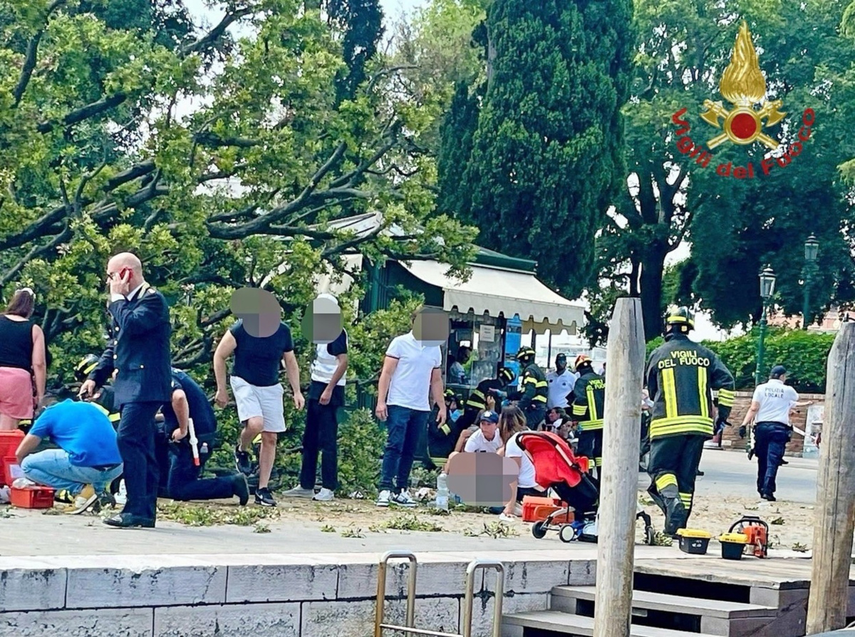 (FOTO) Blizu avtobusne postaje v Benetkah drevo zgrmelo na mimoidoče, oživljati morali mamo dveh deklic