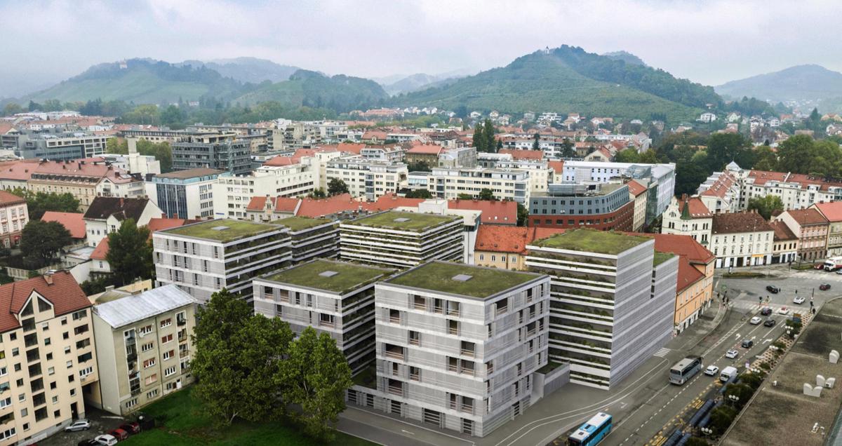 (FOTO) V središču Maribora se načrtuje nov stanovanjski kare s šestimi stolpiči